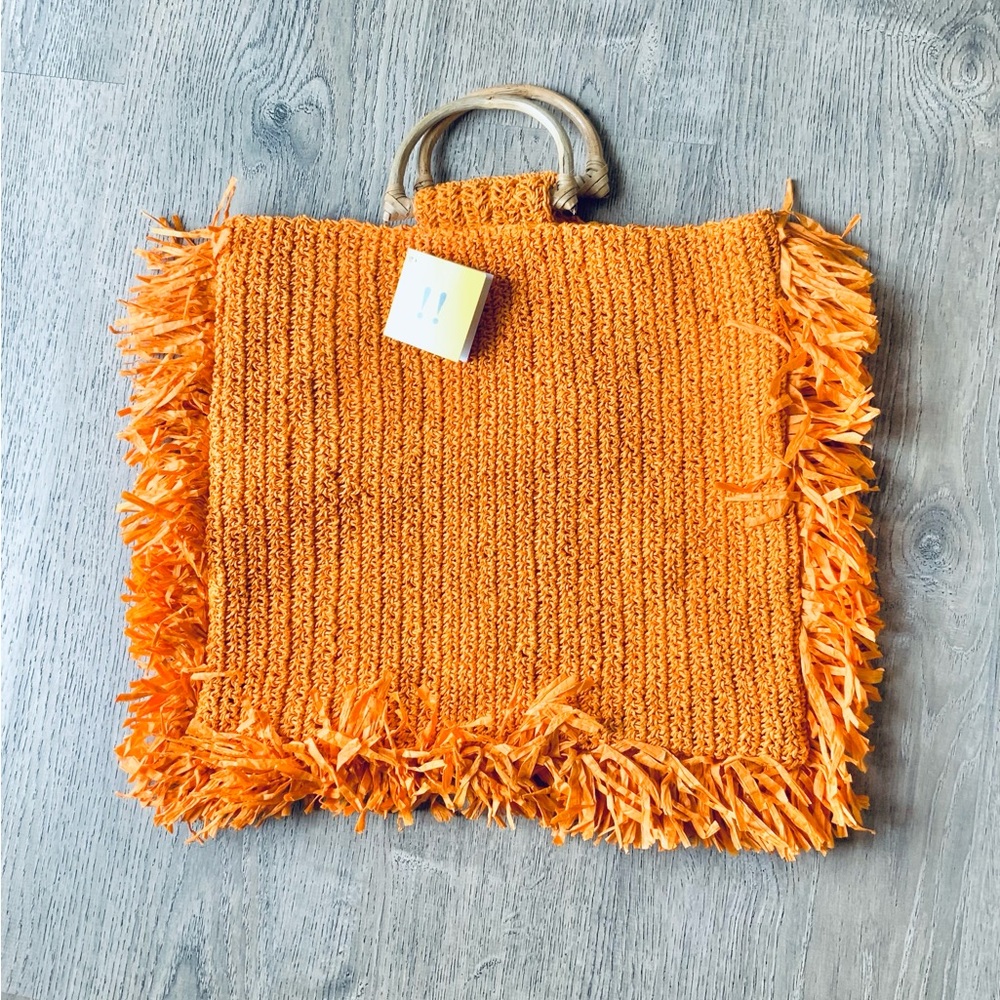 NWT🌼 Roller Rabbit Orange Fringe Tote Bag OS